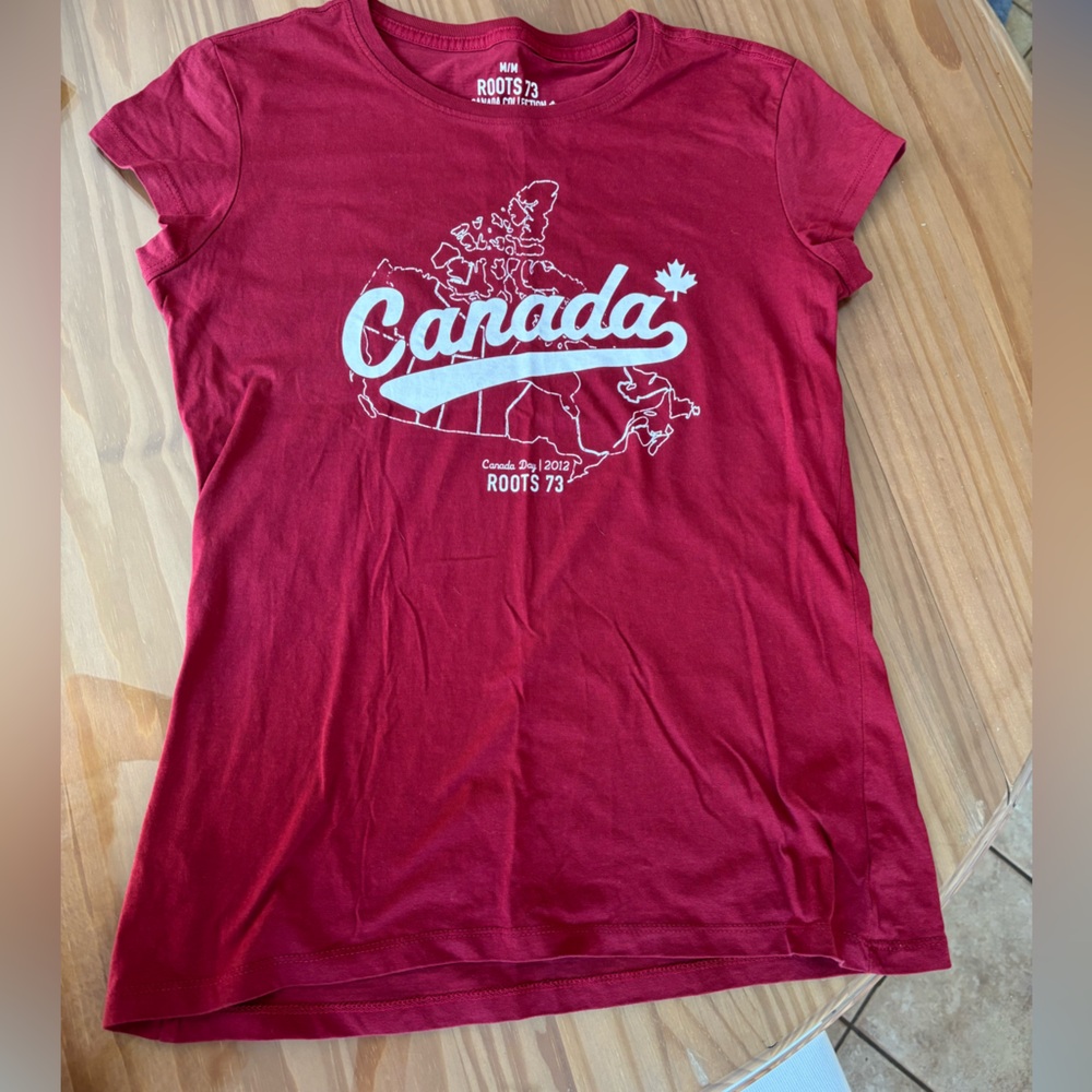 Women’s Roots Red Canada Map Tee